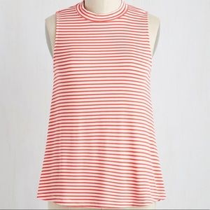 Sleeveless mock neck knit blouse